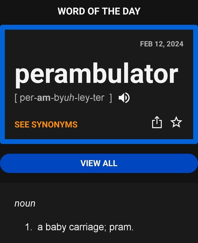 WORD OF THE DAY FEB 12, 2024 perambulator [ perambyuhleyter ] 4