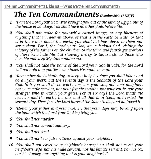 The Ten Commandments Bible list - What are the Ten Commandments? D SAN ...