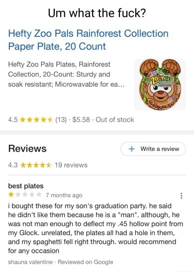 Hefty Zoo Pals Rainforest Collection Paper Plate, 20 Count 