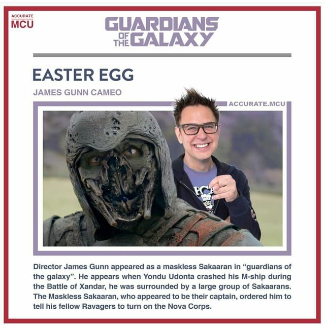 Guardians Tseealaxy Easter Egg Director James Gunn Appeared As A Maskless Sakaaran In Guardians Of The Galaxy He Appears When Vondu Udama Crashed His M Ship During The Battle Ol Xandar He Was