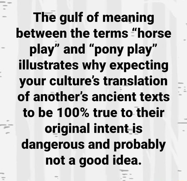 The gulf of meaning between the terms "horse play" and "pony play