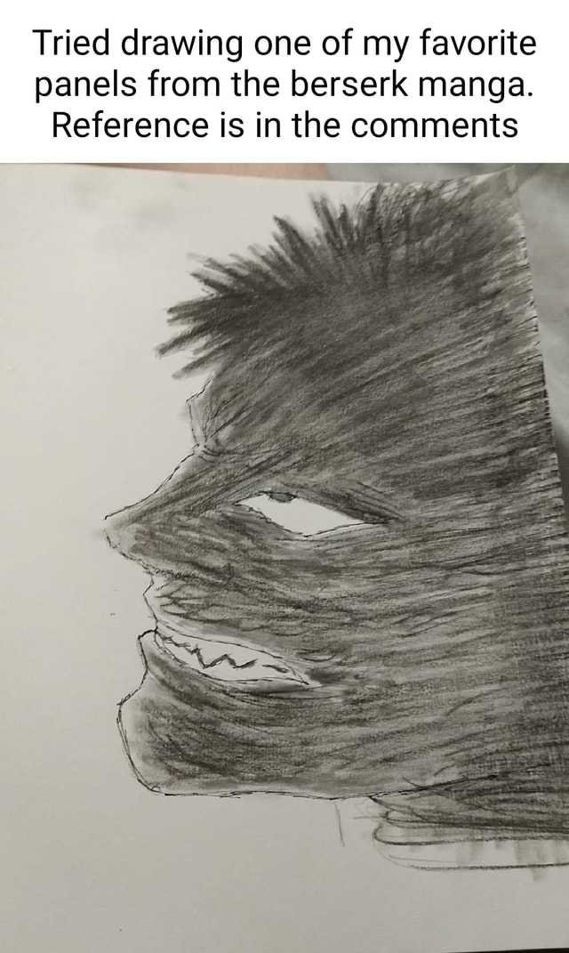 Tried drawing one of my favorite panels from the berserk manga ...