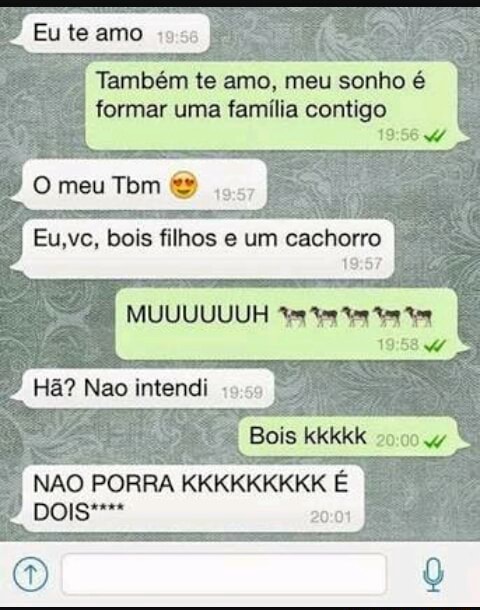 Tambem Te Amo Meu Sonho E Formar Uma Familia Contigo 19 56 4 Eu Vc Bois Filhos E Um Cachorro Bois Kkkkk 00 Nao Porra Kkkkkkkkk E Ifunny