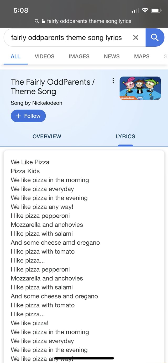 5308 Q 6 fairly oddparents theme song lyrics fairly oddparents theme