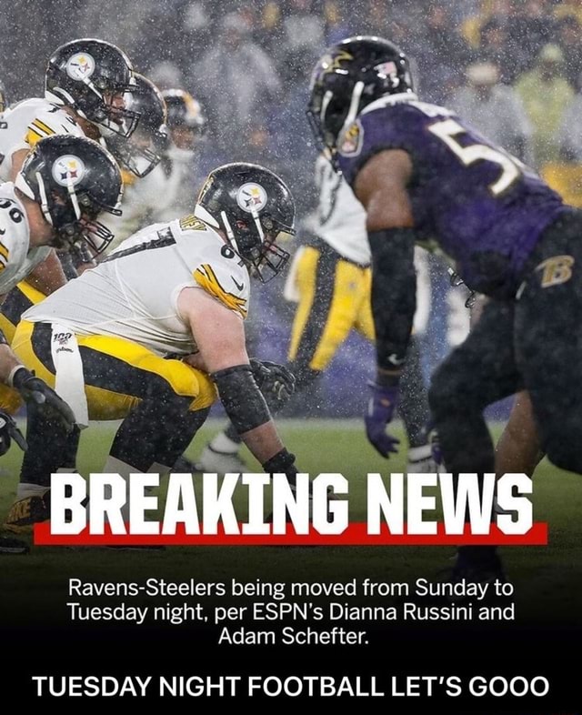 Ravens-Steelers game moved to Wednesday