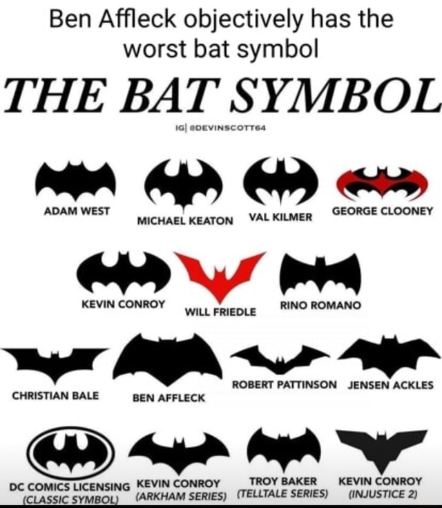 Ben Affleck objectively has the worst bat symbol THE BAT SYMBOL ADAM ...