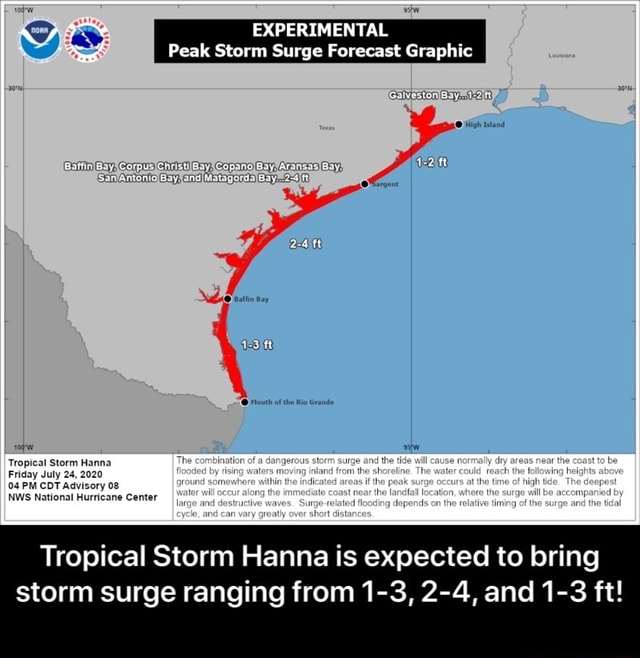 ROA EXPERIMENTAL Peak Storm Surge Forecast Graphic NWS Nation; Tropical