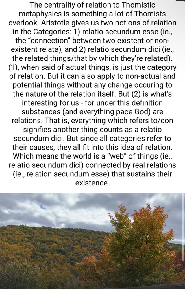 Non Exsistent Things The centrality of relation to Thomistic metaphysics is something a lot ...