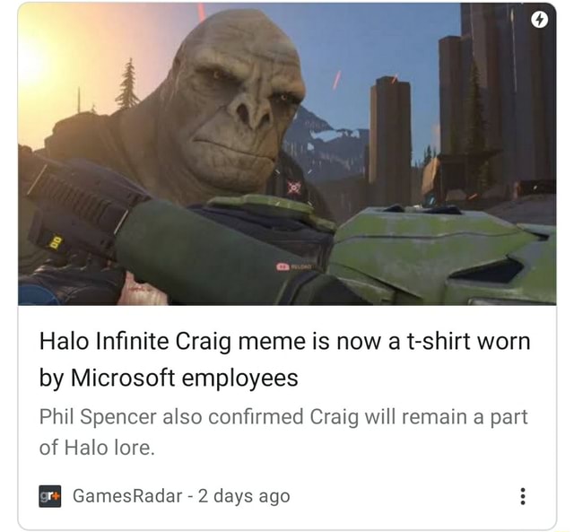 Halo Infinite Craig Meme Is Now A T-shirt Worn By Microsoft Employees ...