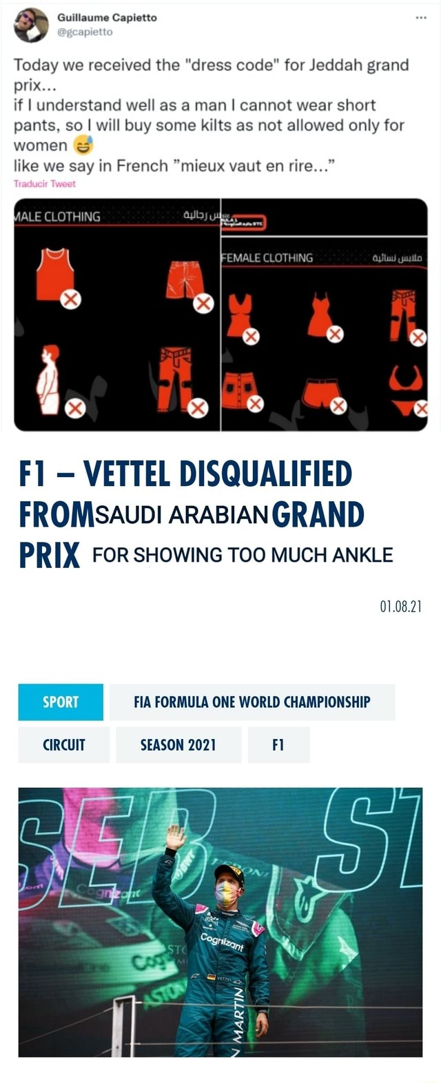 Today we received the "dress code" for Jeddah grand prix... if I