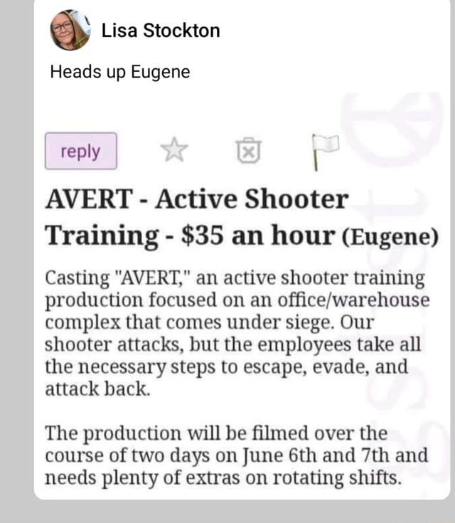 En Lisa Stockton Heads Up Eugene I Avert Active Shooter Training 35 An