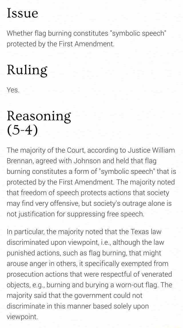 texas-vs-johnson-issue-whether-flag-burning-constitutes-symbolic