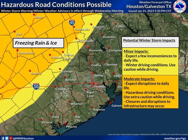 Hazardous Road Conditions Possible Stem Freezing Rain Ice 31,2023 PM ...