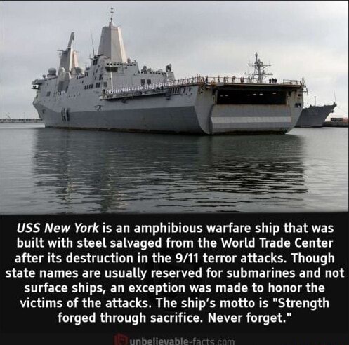 USS New York is an amphibious warfare ship that was built with steel ...