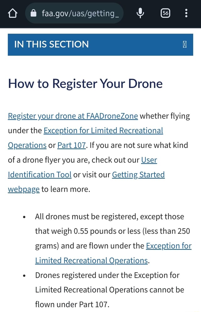 IN THIS SECTION How to Register Your Drone Register your drone at