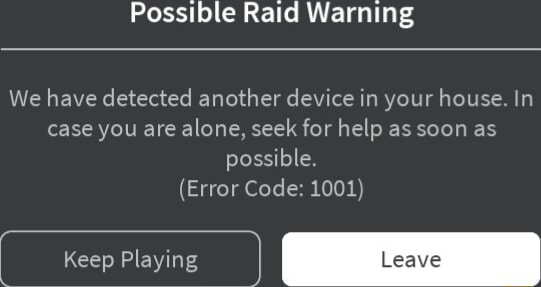 What Is 'Error Code 1001' In Roblox And Is It Real? The 'Possible Raid  Warning' Error Explained