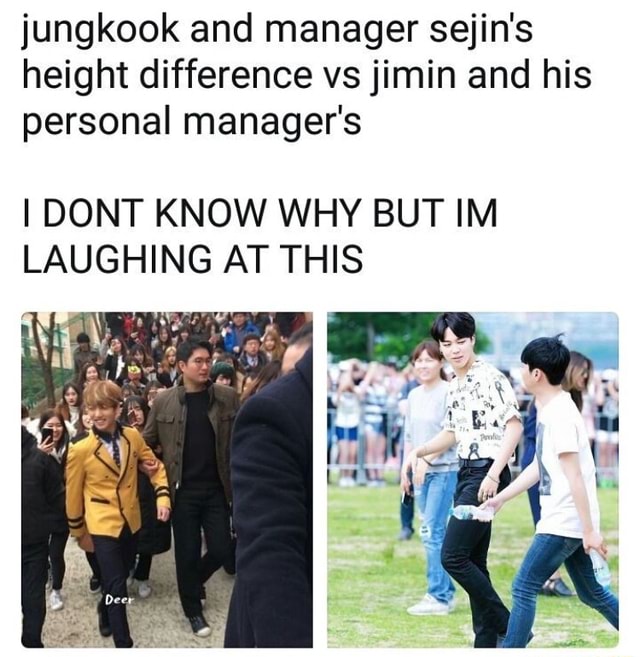 Jungkook and manager sejin's height difference vs jimin and his ...