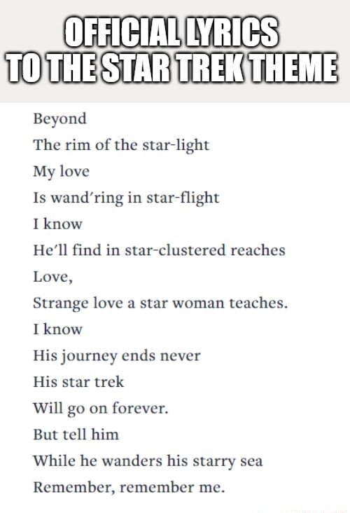 star trek original theme lyrics