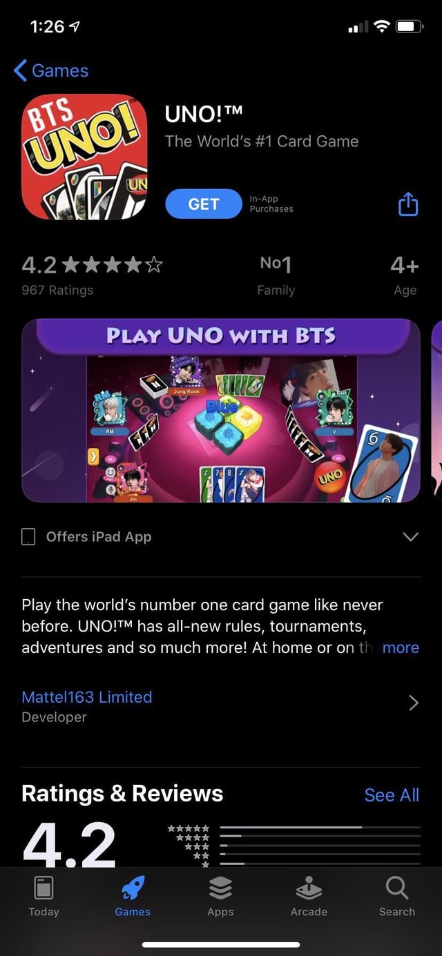 The World's 1 Card Game InApp GET Purehases 967 Ratings Fam Age