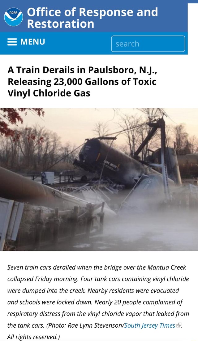 Office of Response and Restoration MENU A Train Derails in Paulsboro, N