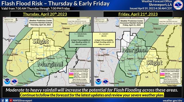 Flash Flood Risk - Thursday & Early Friday Shreveport, LA \Valid from ...