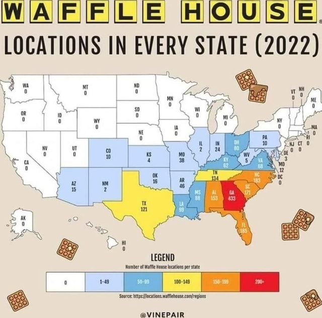 WAFFLE HOUSE LOCATIONS IN EVERY STATE (2022) WA LEGEND Source