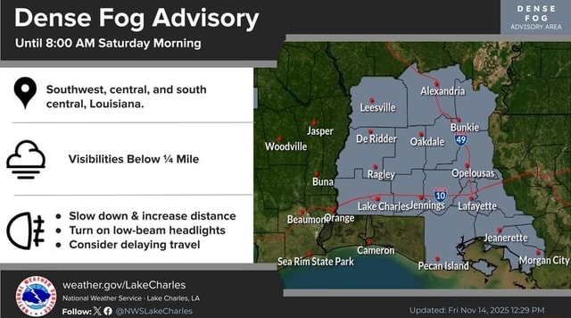 Dense Fog Advisory Until AM Saturday Morning 9 'Southwest, central, and ...