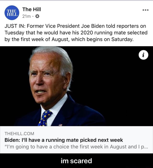 JUST IN: Former Vice President Joe Biden told reporters on Tuesday that ...