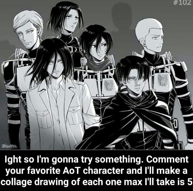 Ight so I'm gonna try something. Comment your favorite AoT character ...