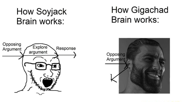 How Soyjack How Gigachad Brain works: Brain works: Opposing 'Argument ...