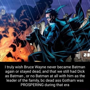 Truly Wish Bruce Wayne Never Became Batman Again Or Stayed Dead, And 