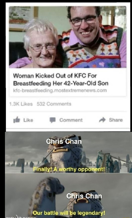 Woman Kicked Out Of KFC For Breastfeeding Her 42-Year-Old Son Chris ...