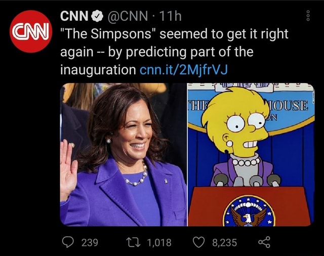 Cnn Cnn The Simpsons Seemed To Get It Right Again By Predicting Part Of The Inauguration Cnn 