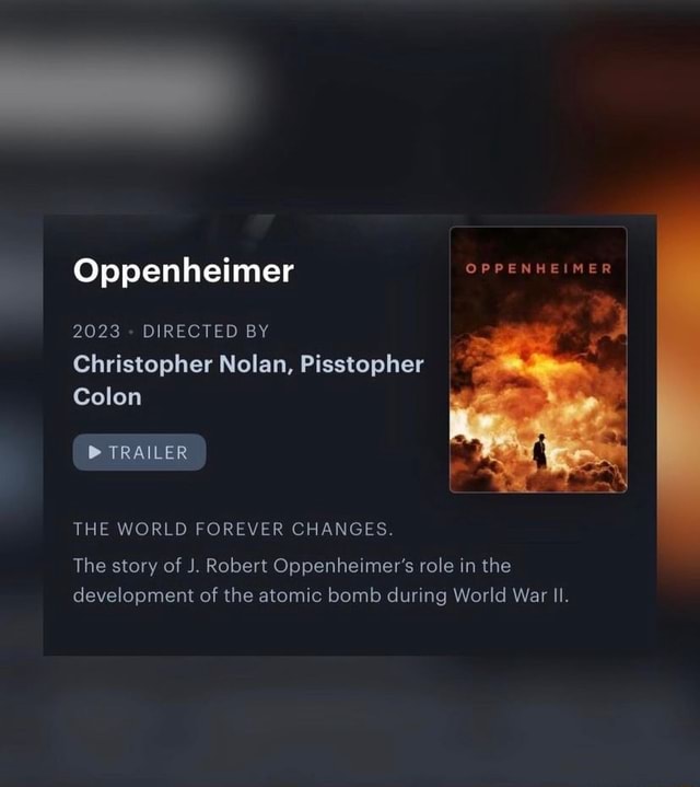 Oppenheimer OPPENHEIMER I 2023 DIRECTED BY Christopher Nolan ...