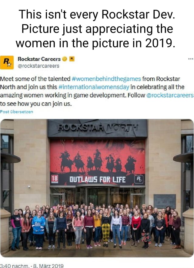 Rockstar Careers on X: Meet some of the talented #womenbehindthegames from Rockstar  North and join us this #internationalwomensday in celebrating all the  amazing women working in game development. Follow @rockstarcareers to see