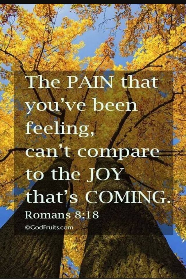 You've feeling. can't compare to the JOY that's COMING. af Romans
