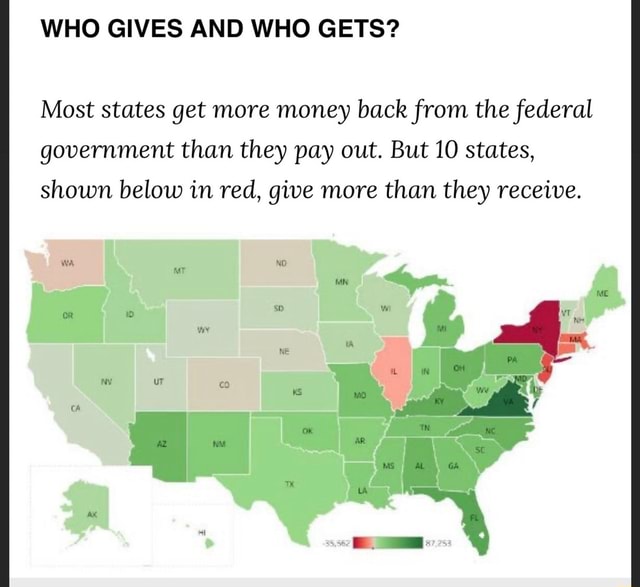 WHO GIVES AND WHO GETS? Most states get more money back from the ...