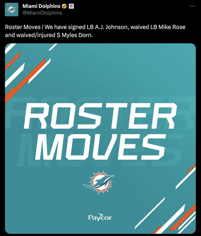 Miami Dolphins Make Roster Moves