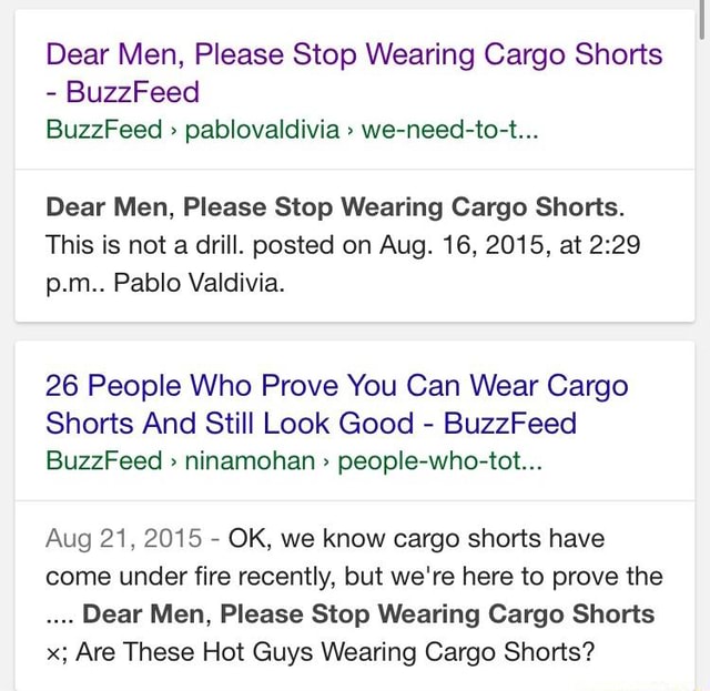 buzzfeed stop wearing cargo shorts