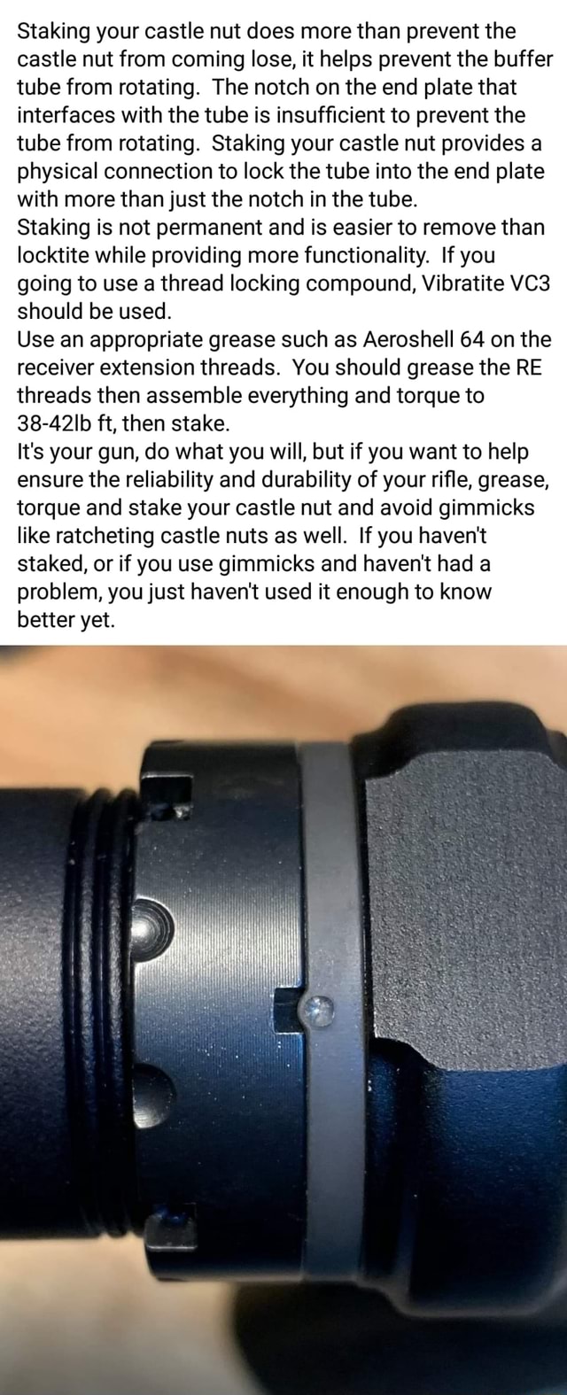 Staking your castle nut does more than prevent the castle nut from