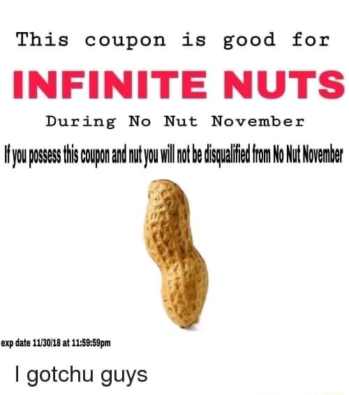 This coupon is good for INFINITE NUTS During No Nut November you