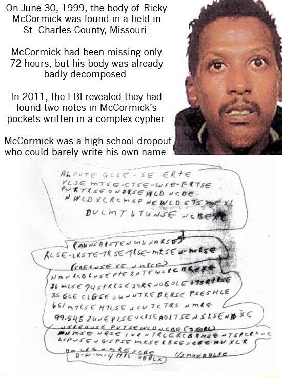 On June 30 1999 The Body Of Ricky Mccormlck Was Found In A Field M 51 Charles County 4592