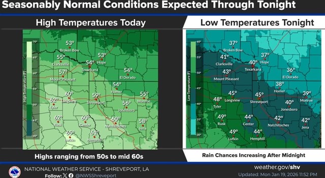 Seasonably Normal Conditions Expected Through Tonight High Temperatures ...