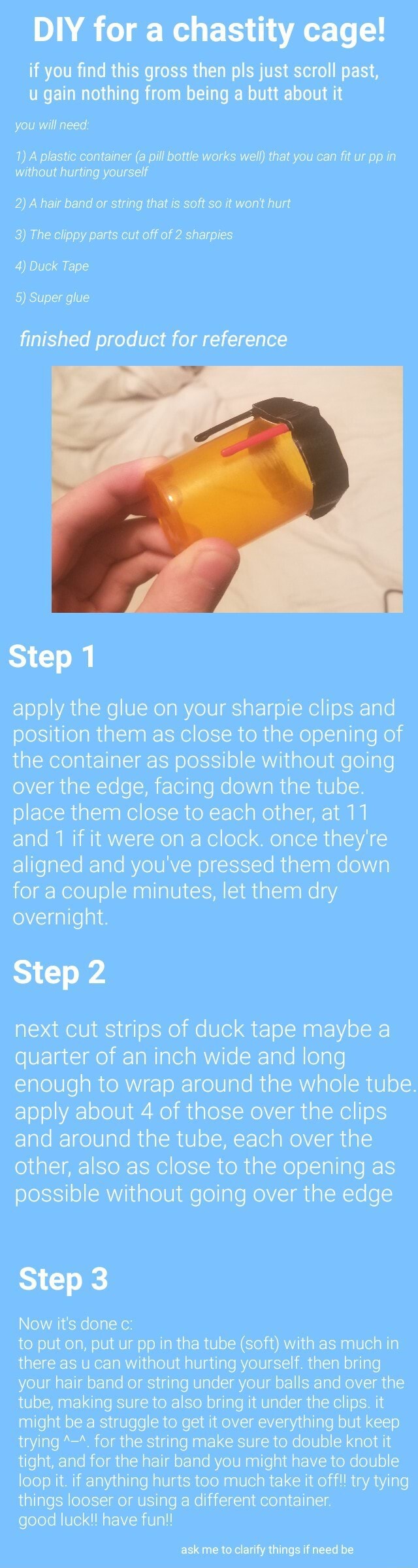 DIY for a chastity cage! if you find this gross then pls just scroll