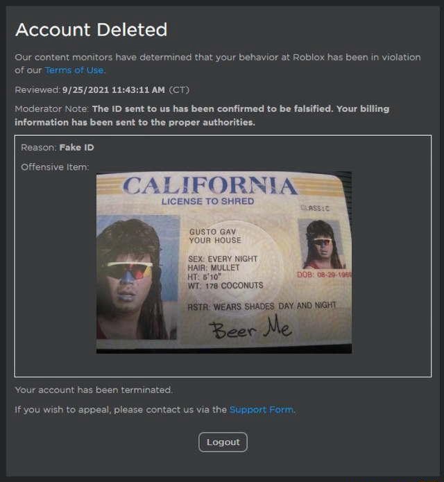 Banned from roblox but its fake id by Cbastoartguy on DeviantArt