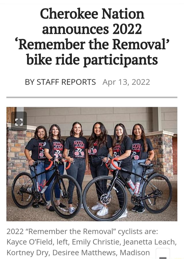 Cherokee Nation announces 2022 'Remember the Removal' bike ride