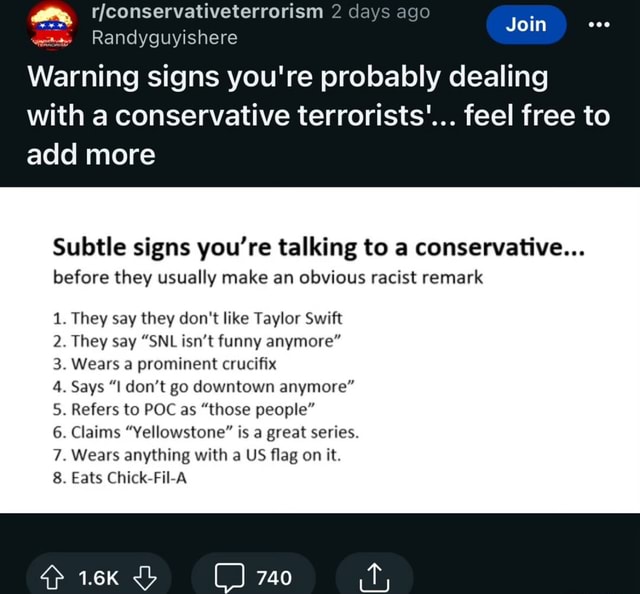 Wee Randyguyishere days ago Warning signs you're probably dealing Join