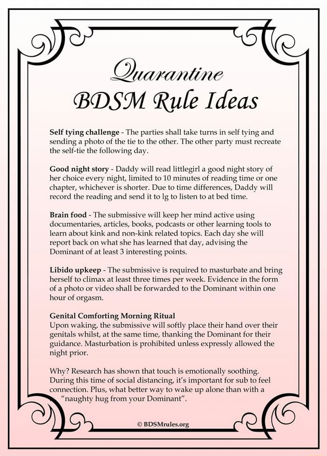 Line BDSM Rule Ideas Self tying challenge - The parties shall take 