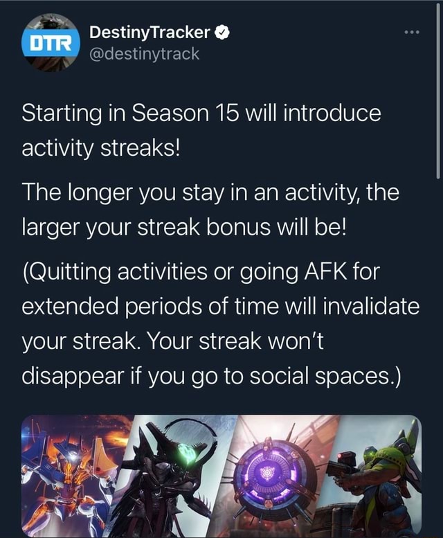 DestinyTracker Starting In Season 15 Will Introduce Activity Streaks ...