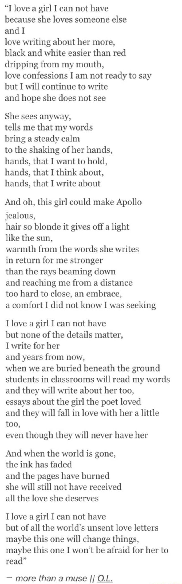 I Love A Girl I Can Not Have Because She Loves Someone Else And I Love Writing About Her More Black And White Easier Than Red Dripping From My Mouth Love Confessions